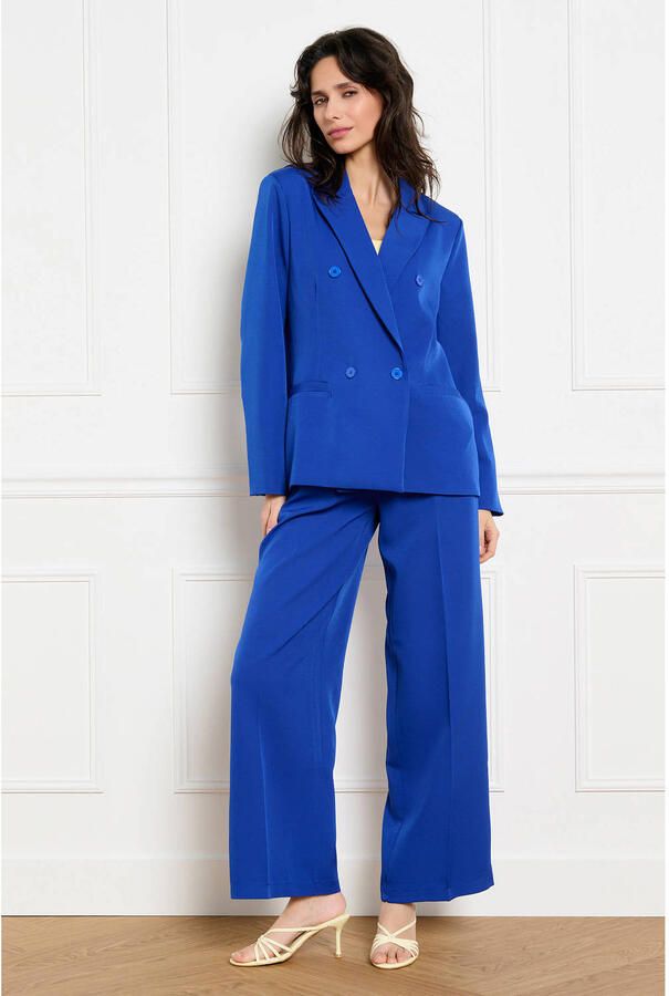 LOLALIZA wide leg regular waist broek blauw - Foto 2