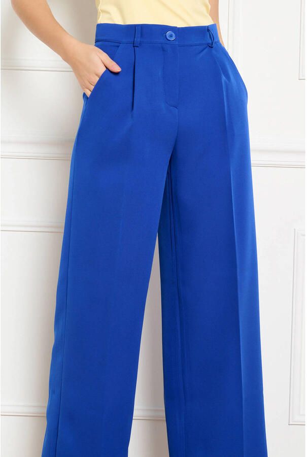 LOLALIZA wide leg regular waist broek blauw - Foto 3