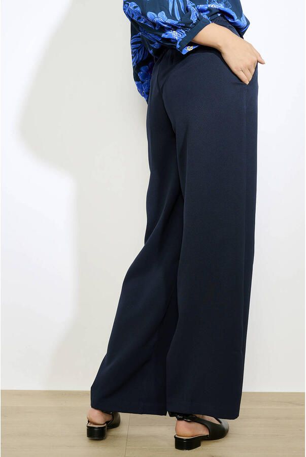 LOLALIZA wide leg regular waist broek donkerblauw - Foto 3