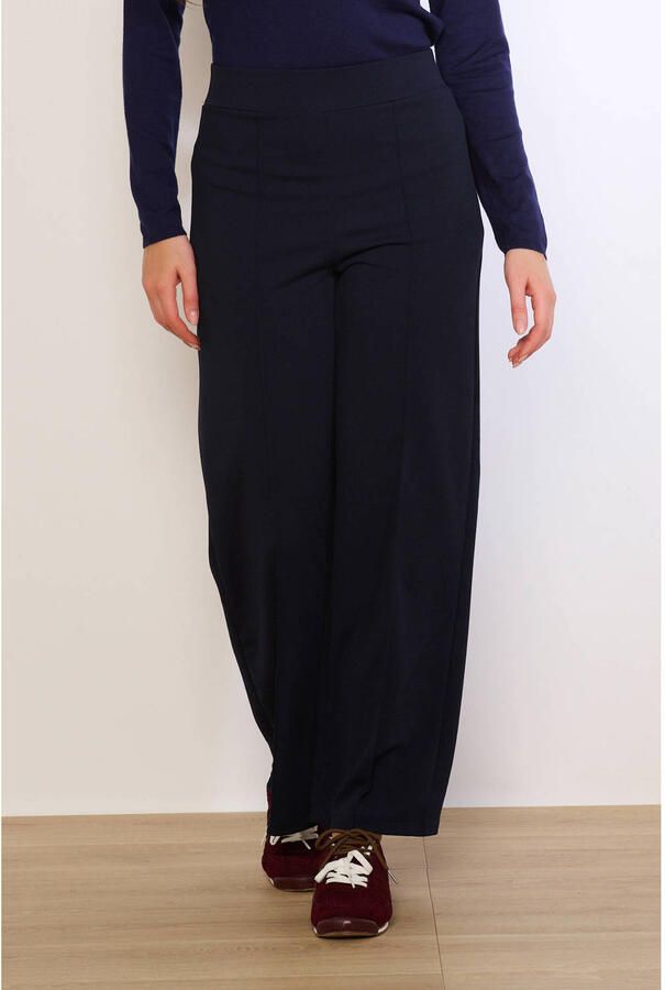 LOLALIZA wide leg regular waist broek donkerblauw