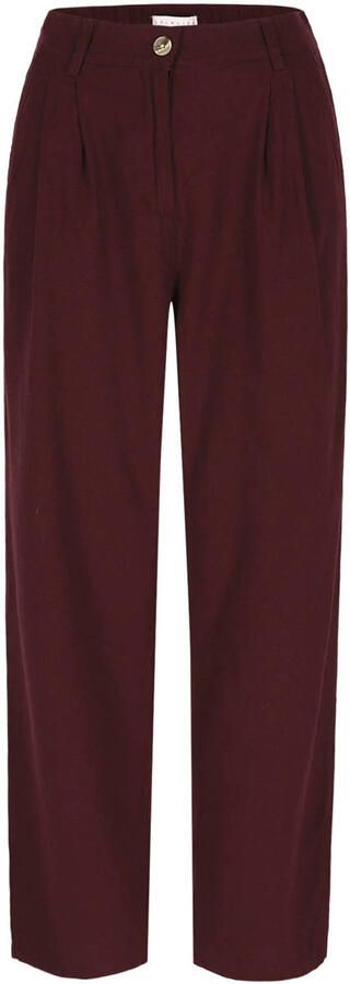 LOLALIZA wide leg regular waist broek donkerrood - Foto 3