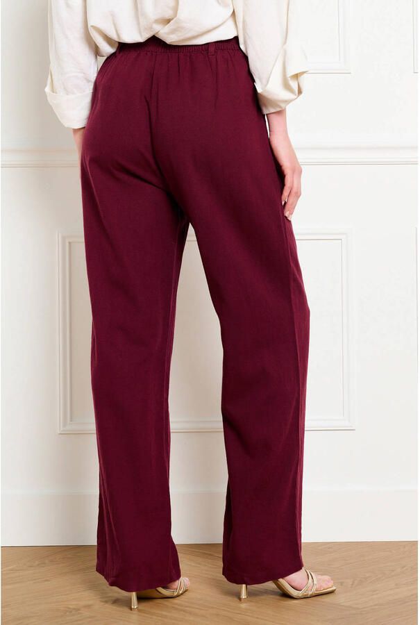 LOLALIZA wide leg regular waist broek donkerrood - Foto 2