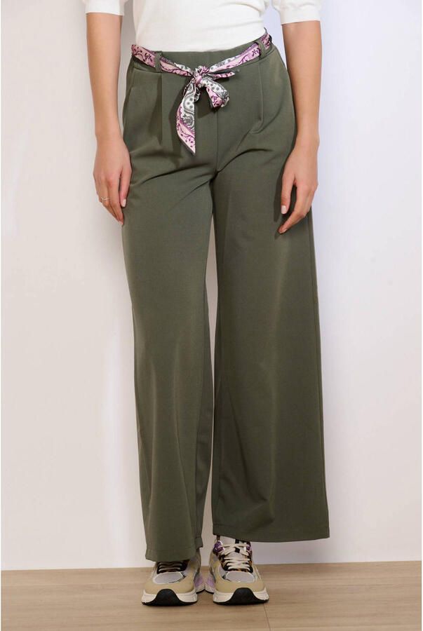 LOLALIZA wide leg regular waist broek kaki
