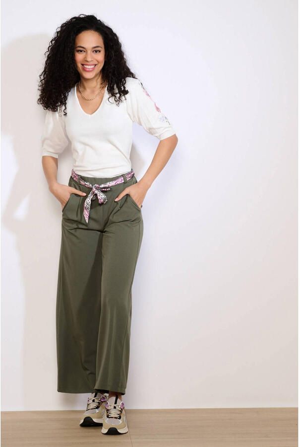 LOLALIZA wide leg regular waist broek kaki - Foto 2