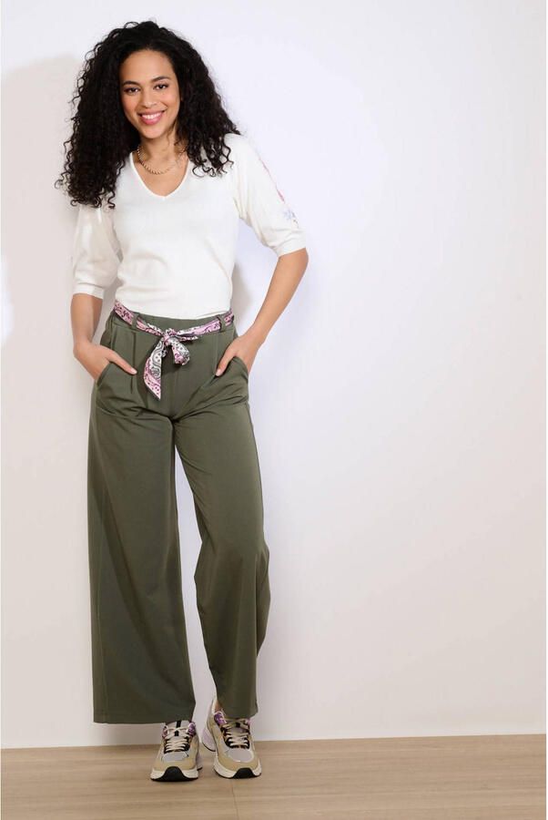 LOLALIZA wide leg regular waist broek kaki - Foto 3