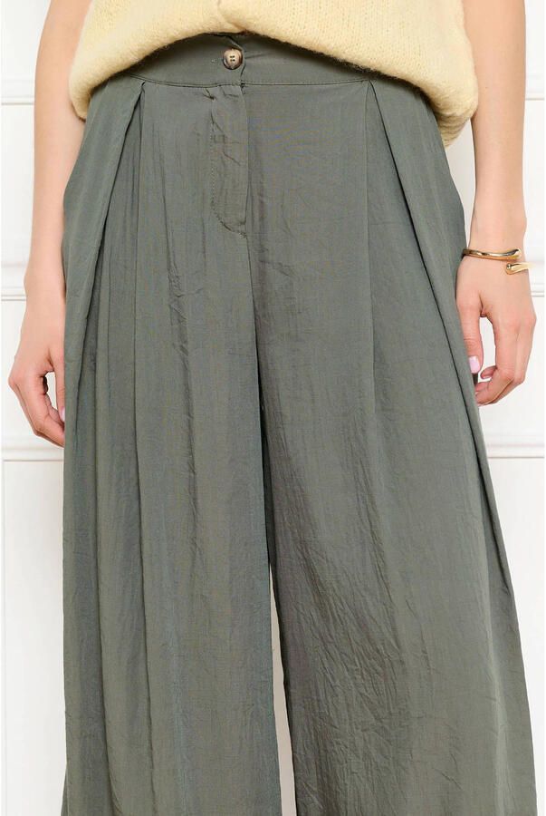 LOLALIZA wide leg regular waist broek lichtkaki - Foto 3