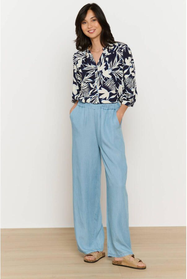 LOLALIZA wide leg regular waist broek light blue denim