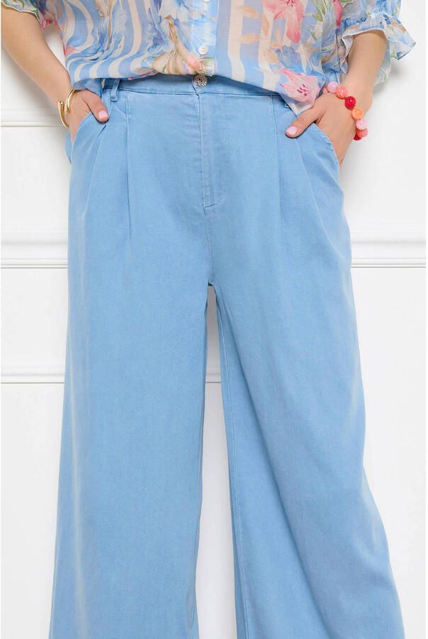 LOLALIZA wide leg regular waist broek light blue denim - Foto 2