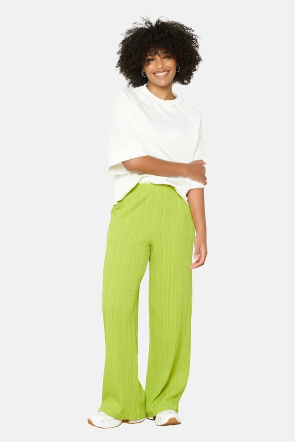 LOLALIZA wide leg regular waist broek limegroen