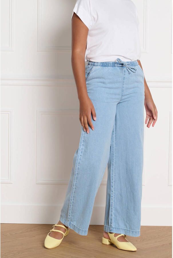 LOLALIZA wide leg regular waist broek medium blue denim