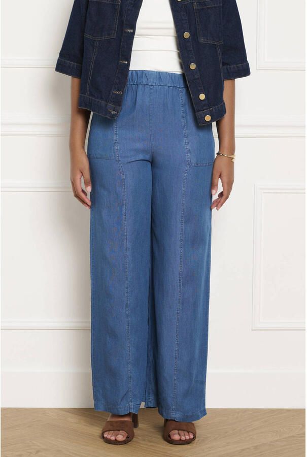 LOLALIZA wide leg regular waist broek medium blue denim