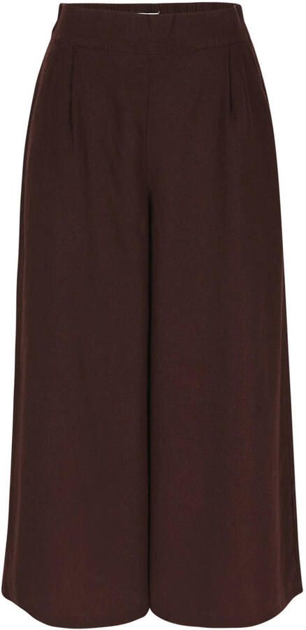 LOLALIZA wide leg regular waist broek met linnen donkerrood - Foto 3