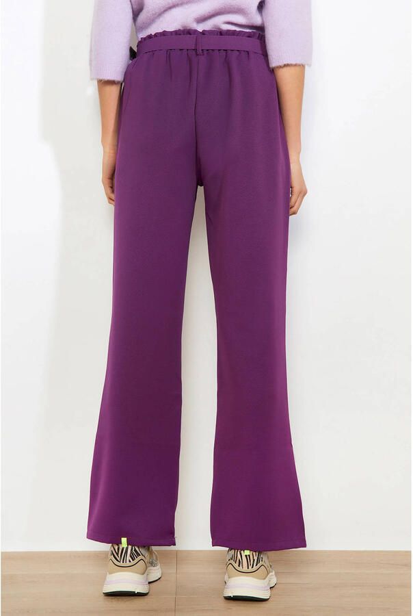 LOLALIZA wide leg regular waist broek paars