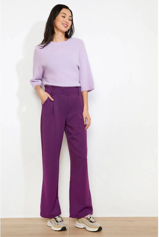 LOLALIZA wide leg regular waist broek paars - Foto 2