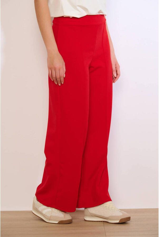 LOLALIZA wide leg regular waist broek rood