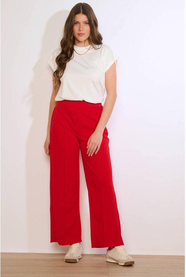LOLALIZA wide leg regular waist broek rood - Foto 2