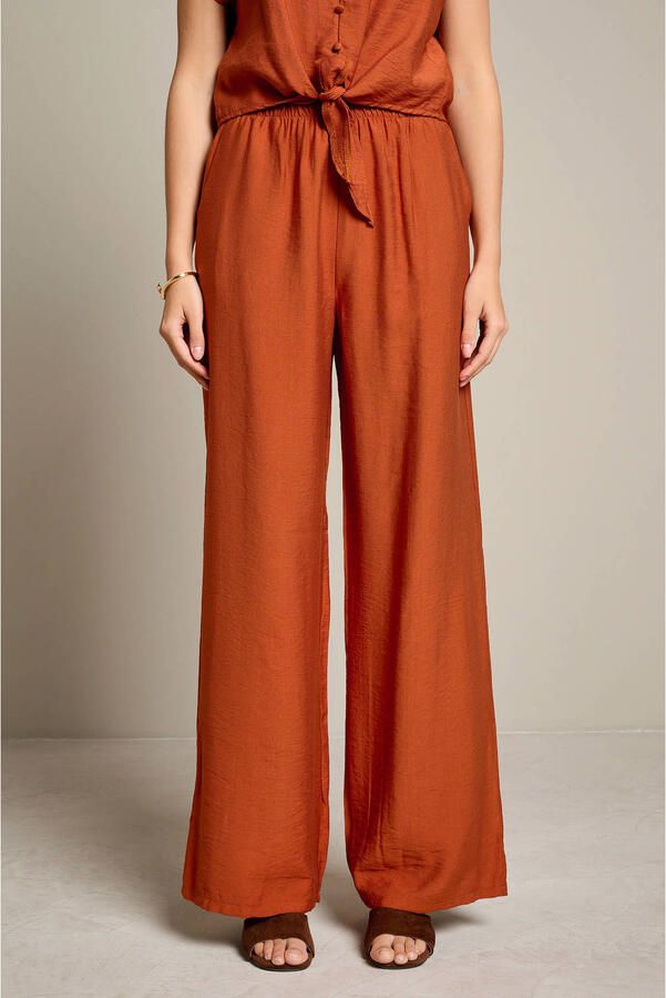 LOLALIZA wide leg regular waist broek terra