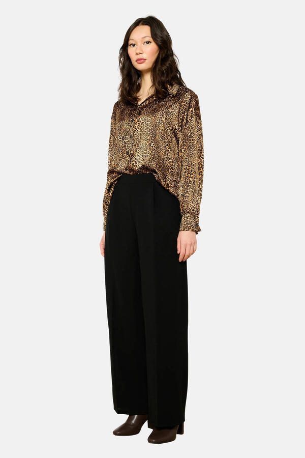 LOLALIZA wide leg regular waist broek zwart - Foto 2