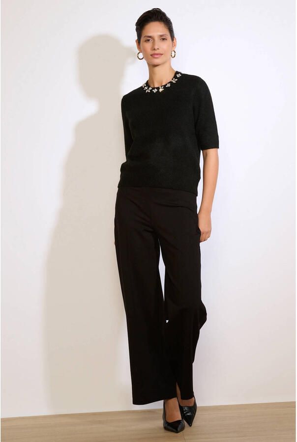 LOLALIZA wide leg regular waist broek zwart - Foto 2