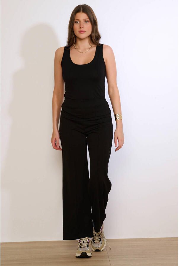 LOLALIZA wide leg regular waist broek zwart - Foto 3