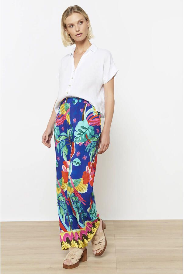 LOLALIZA wide leg regular waist casual broek blauw