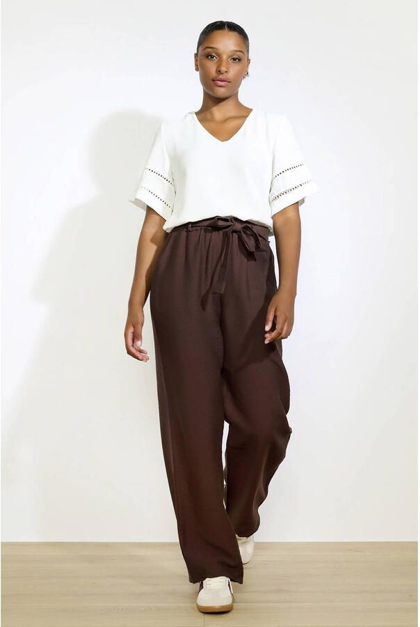 LOLALIZA wide leg regular waist casual broek bruin