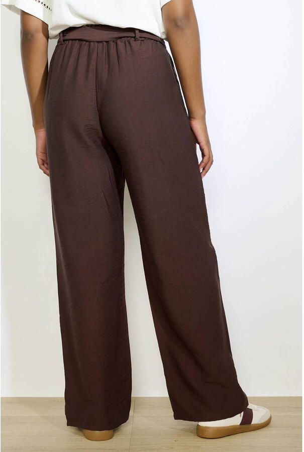 LOLALIZA wide leg regular waist casual broek bruin - Foto 2
