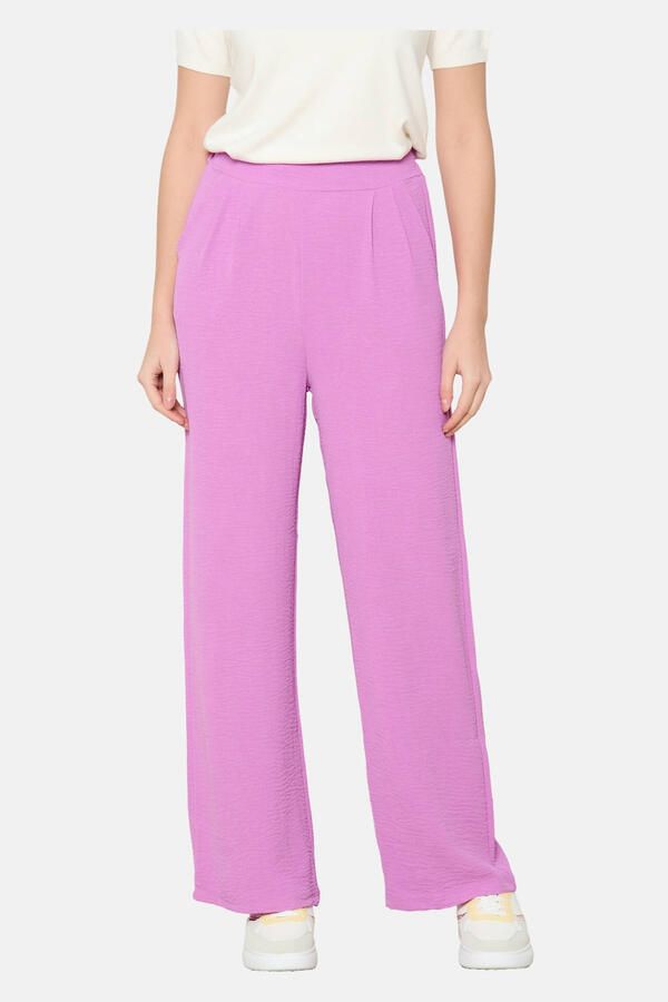 LOLALIZA wide leg regular waist casual broek roze