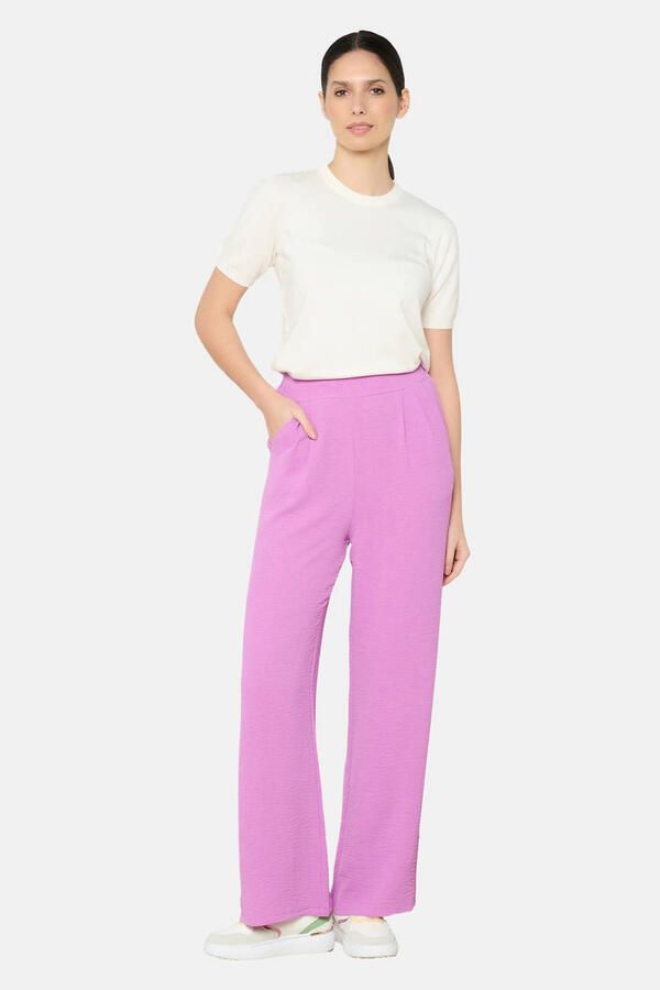 LOLALIZA wide leg regular waist casual broek roze - Foto 3