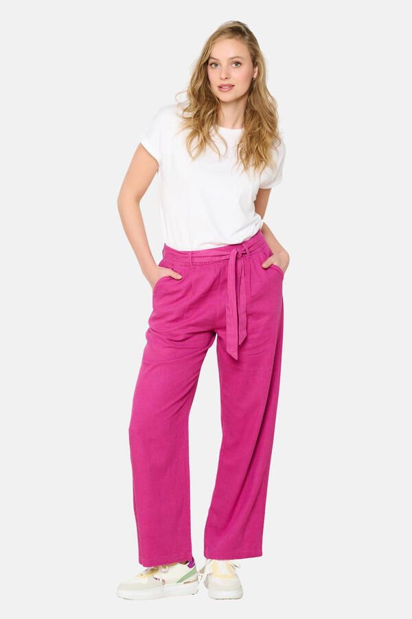 LOLALIZA wide leg regular waist casual broek roze
