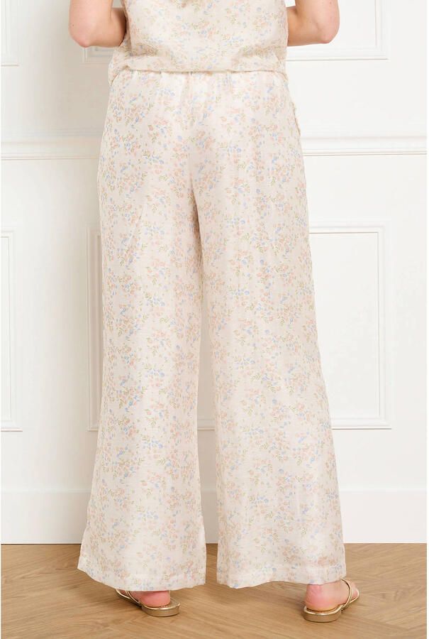 LOLALIZA wide leg regular waist gebloemde broek ecru