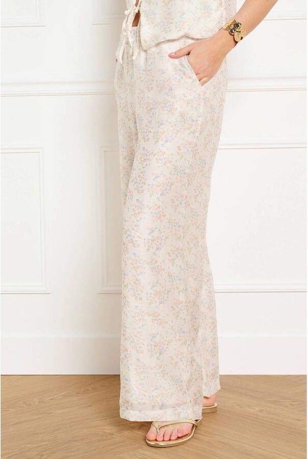 LOLALIZA wide leg regular waist gebloemde broek ecru - Foto 2