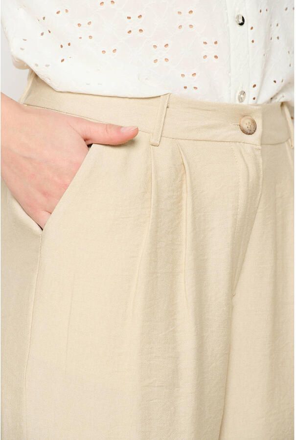 LOLALIZA wide leg regular waist pantalon beige - Foto 2