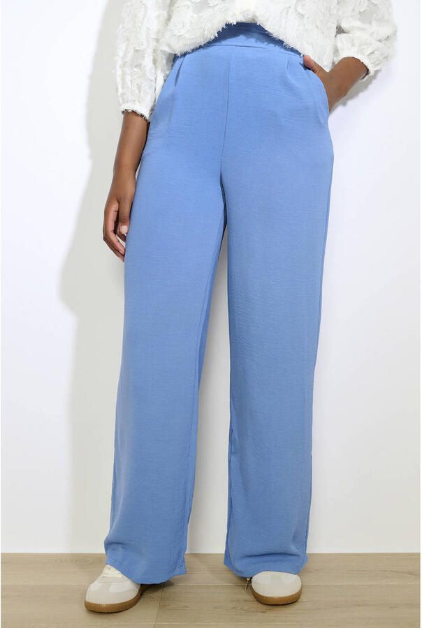 LOLALIZA wide leg regular waist pantalon blauw