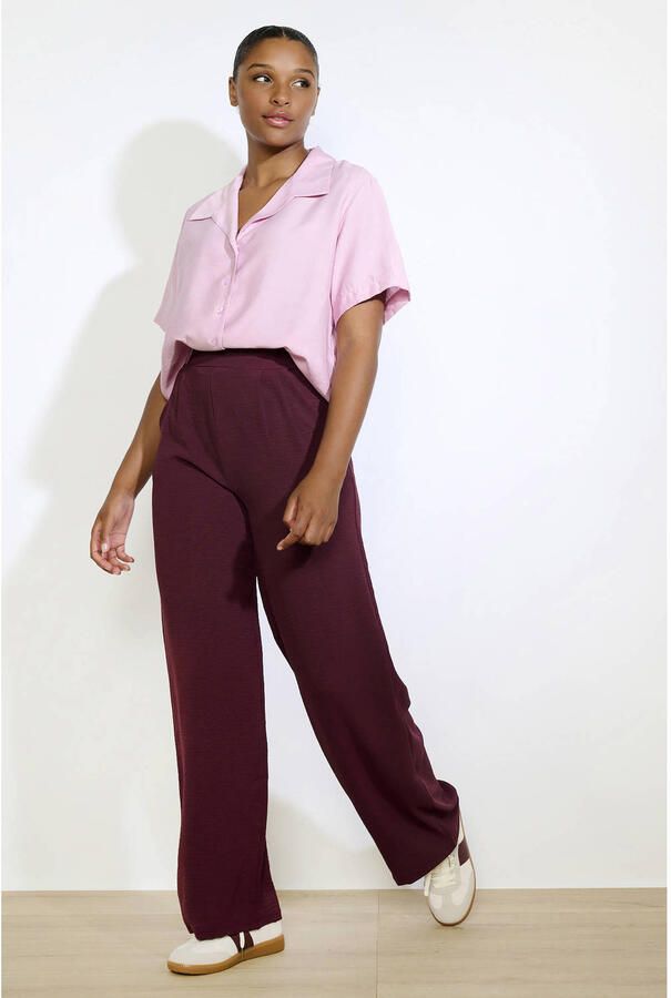 LOLALIZA wide leg regular waist pantalon donkerpaars
