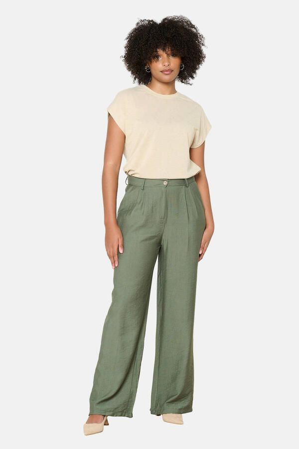 LOLALIZA wide leg regular waist pantalon kaki - Foto 2