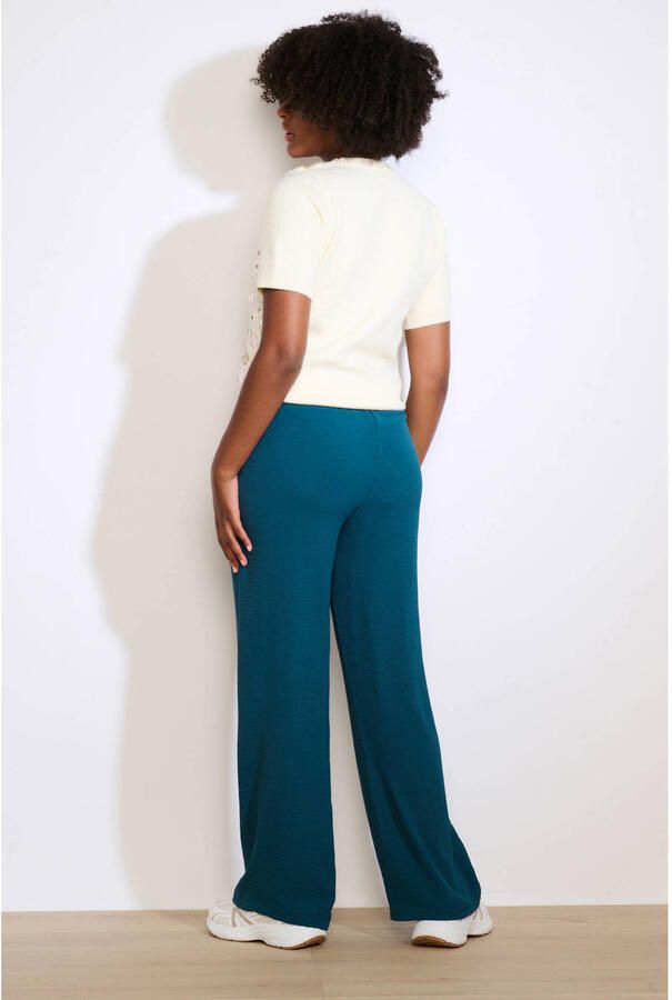 LOLALIZA wide leg regular waist pantalon petrol - Foto 2