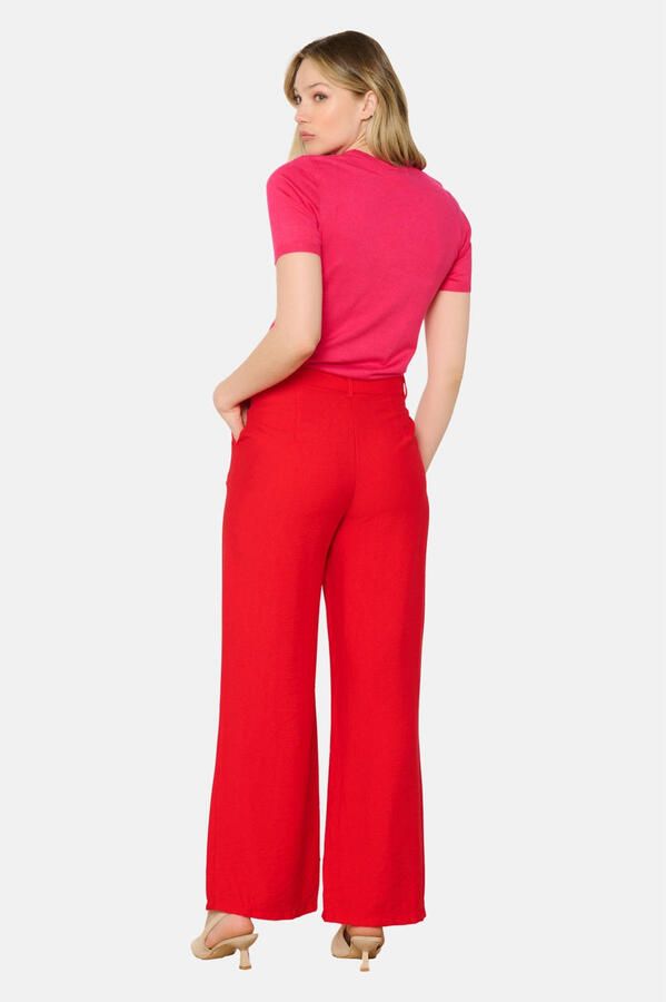 LOLALIZA wide leg regular waist pantalon rood - Foto 2