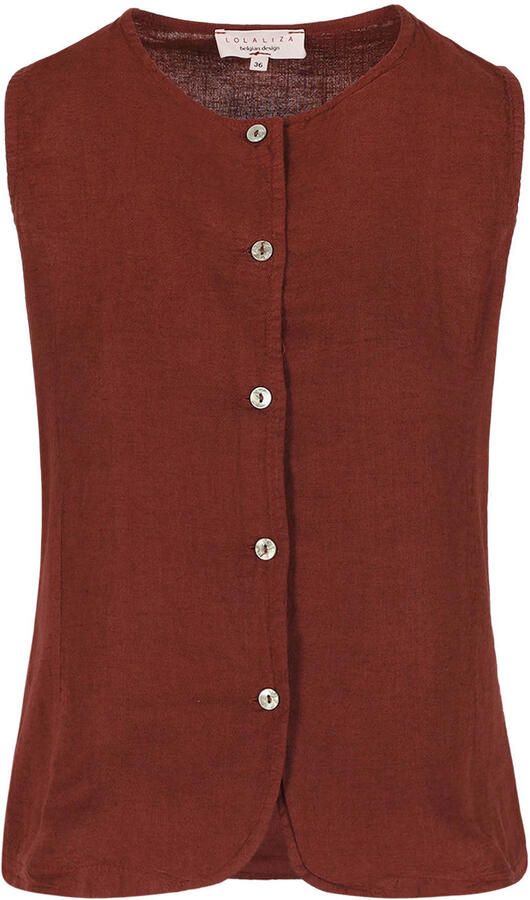 LOLALIZA wollen gilet met smockwerk roodbruin - Foto 3
