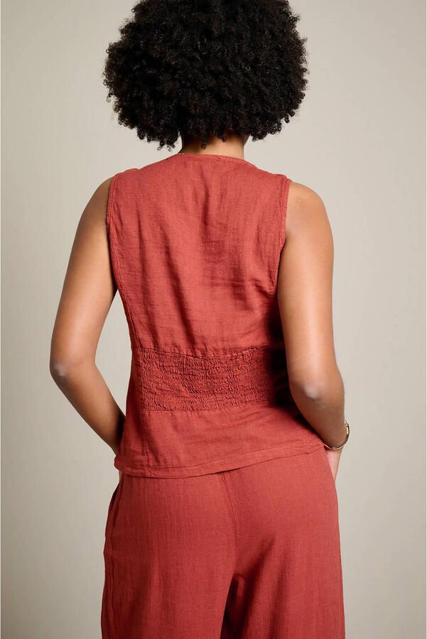 LOLALIZA wollen gilet met smockwerk roodbruin - Foto 2
