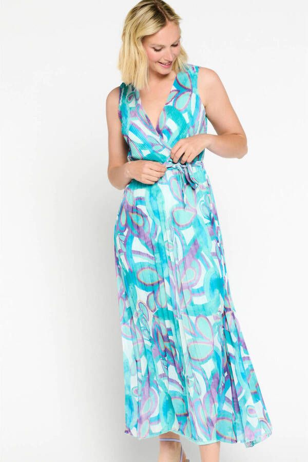 LOLALIZA maxi jurk met all over print en ceintuur blauw