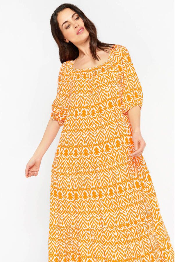 LOLALIZA maxi jurk met all over print oranje