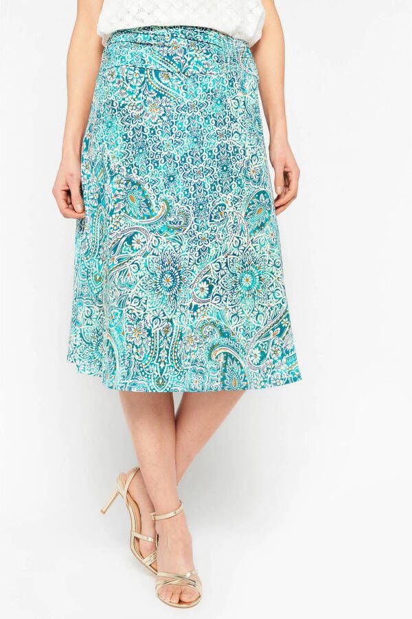 LOLALIZA midi rok met paisleyprint turquoise