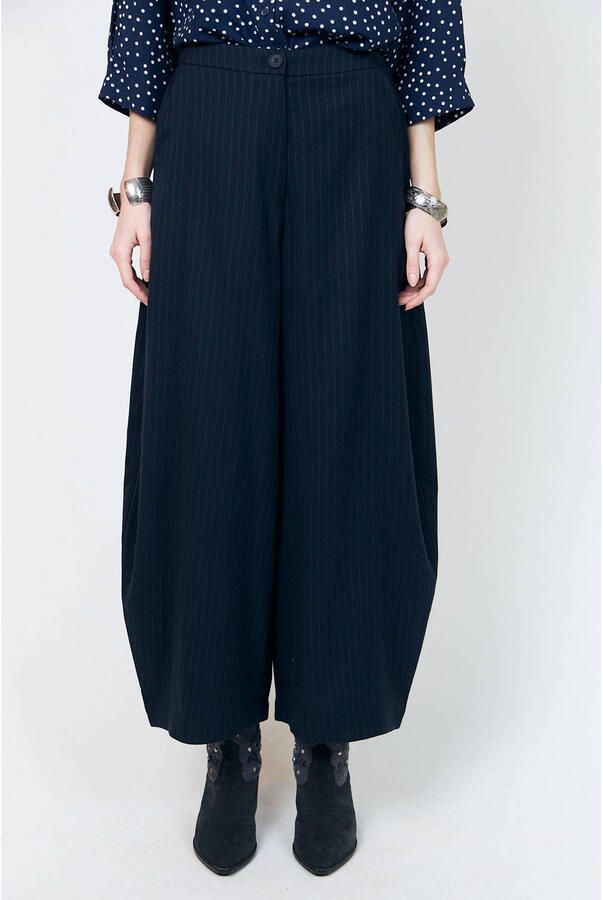 Lollys Laundry ballonbroek met krijtstreep donkerblauw - Foto 2