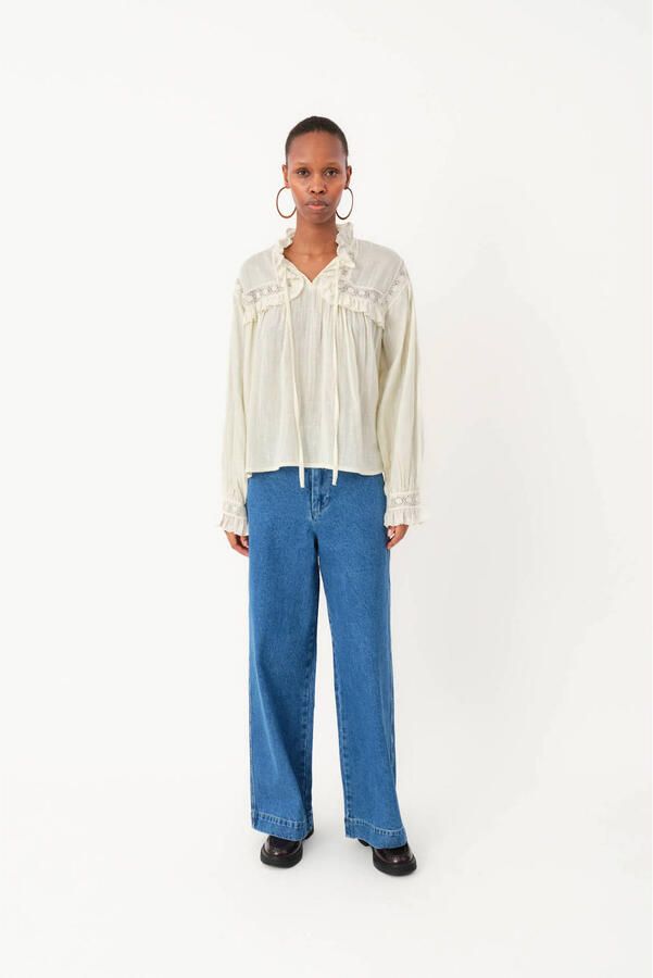 Lollys Laundry Top met broderie details Gemma naturel