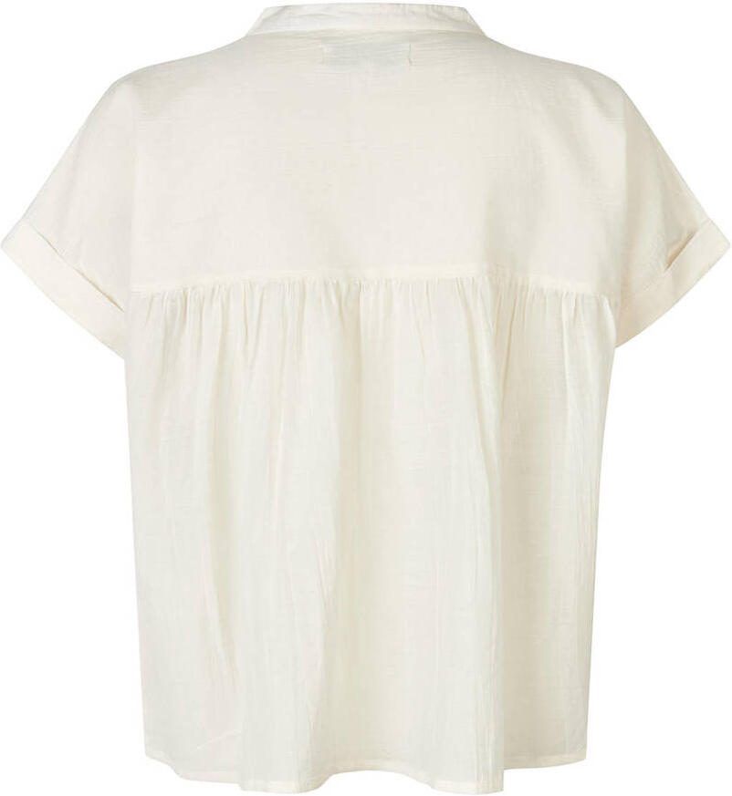 Lollys Laundry Geborduurd overhemd met donkerbruine details Beige Dames - Foto 2