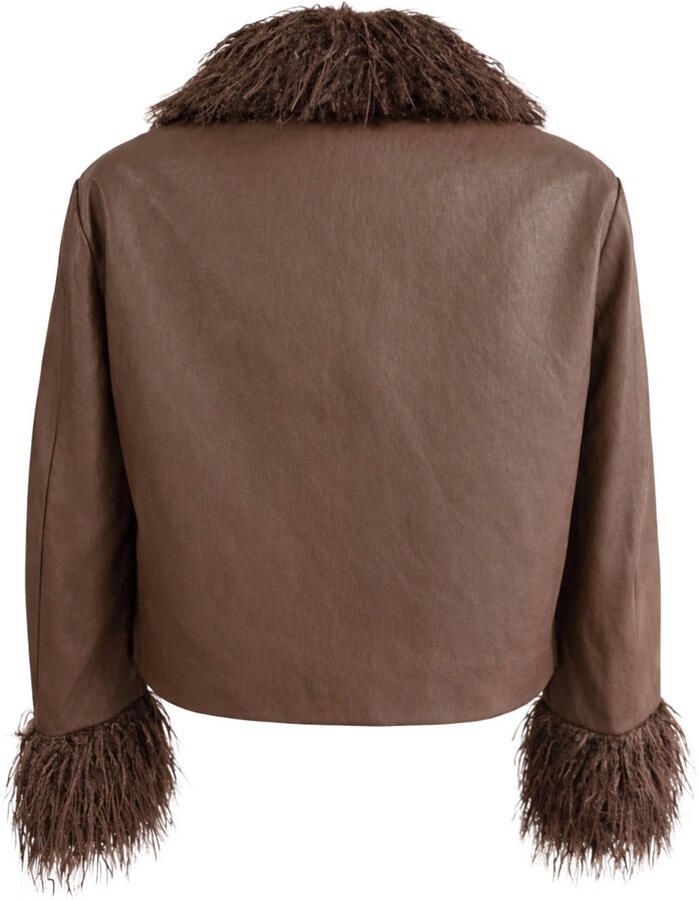 Lollys Laundry faux fur jas bruin - Foto 2