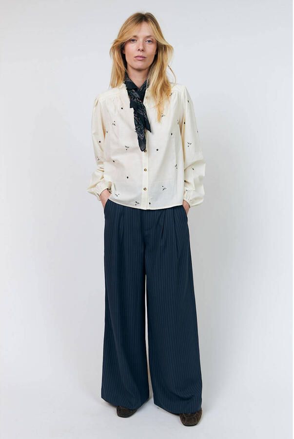 Lollys Laundry gebloemde blouse met ruches ecru - Foto 3
