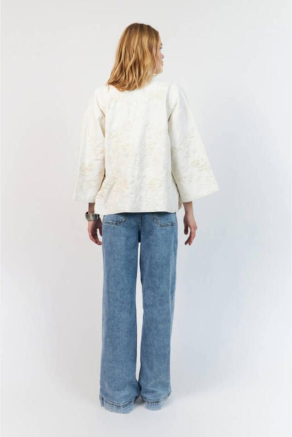 Lollys Laundry gebloemde kimono jas ecru - Foto 3