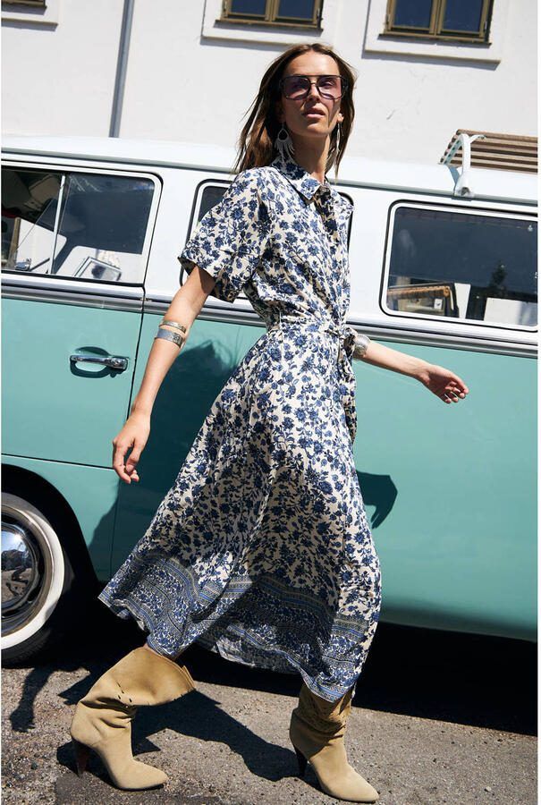 Lollys Laundry gebloemde maxi jurk donkerblauw - Foto 2